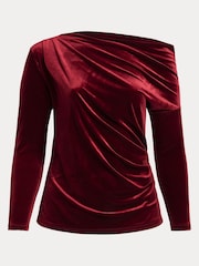 Lauren Ralph Lauren Curve Red Velvet Merne Jumper - Image 8 of 8