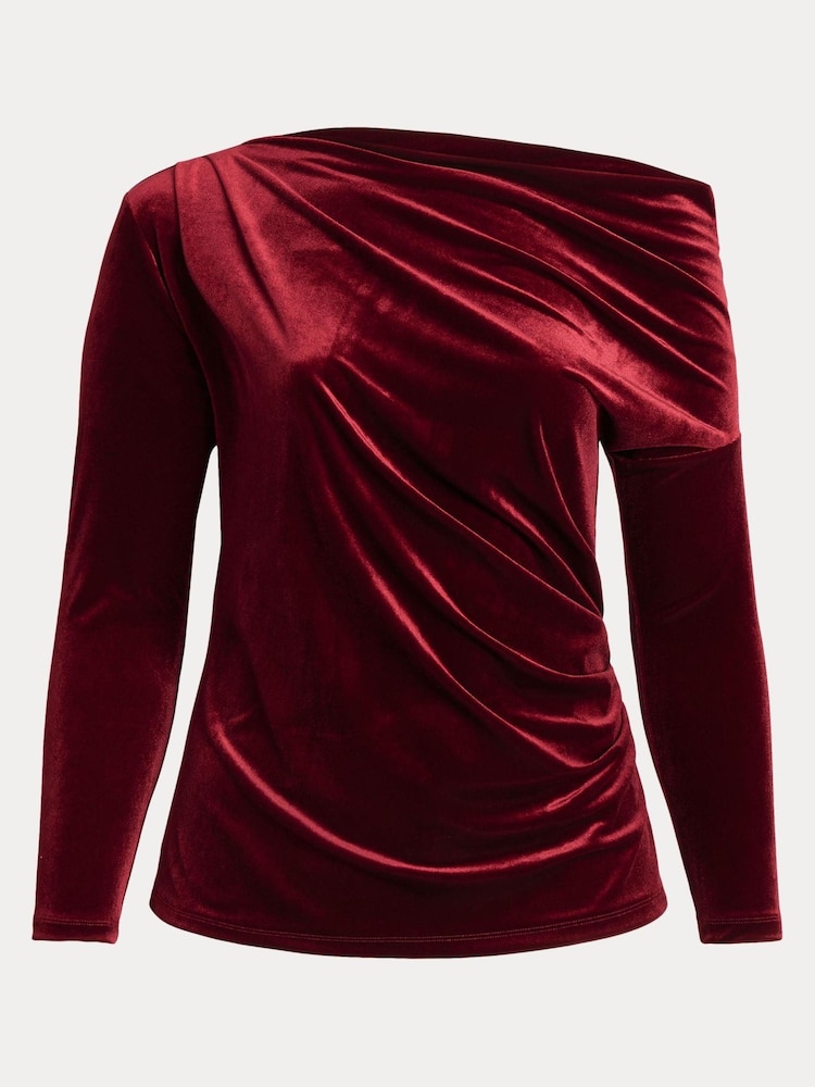 Lauren Ralph Lauren Curve Red Velvet Merne Jumper - Image 8 of 8