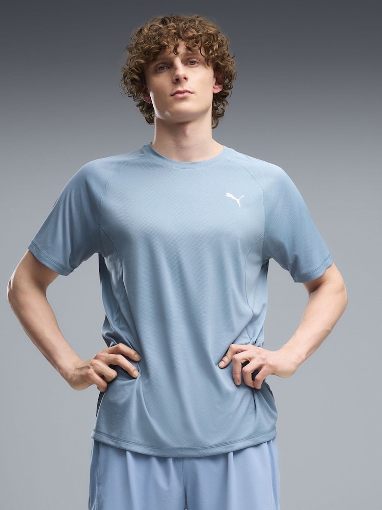 Puma Blue Velocity Running T-Shirt - Image 1 of 5 Puma Blue Velocity Running T-Shirt - Image 1 of 5
