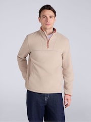 Animal Cream Alfie Borg Contrast Trim Half Zip Fleece - Image 1 of 8