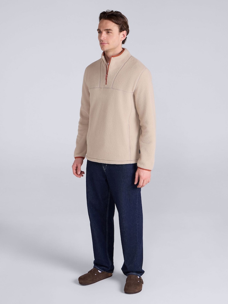 Animal Cream Alfie Borg Contrast Trim Half Zip Fleece - Image 2 of 8