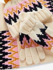 White/Pink/Navy Fairisle Hats and Scarf Set (3-16yrs) - Image 3 of 3