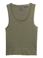 Superdry Green Vintage Lace Trim Vest - Image 4 of 6