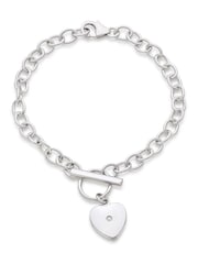 Beaverbrooks Childrens Mini B Sterling Silver Tone Diamond Heart Bracelet - Image 1 of 4