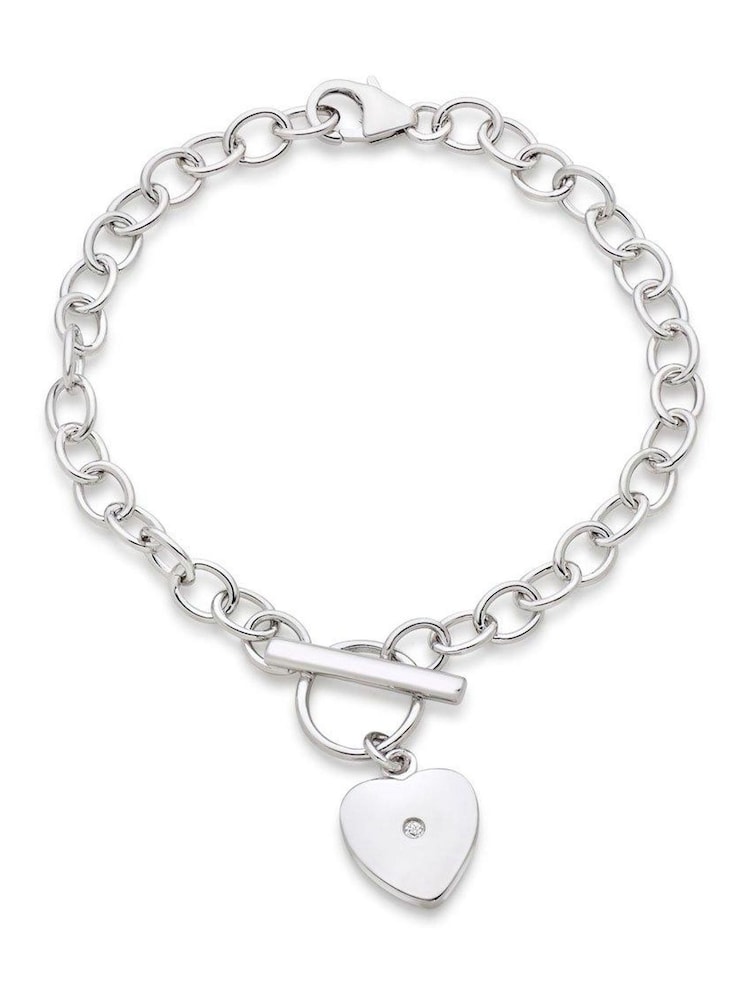 Beaverbrooks Childrens Mini B Sterling Silver Tone Diamond Heart Bracelet - Image 1 of 4 Beaverbrooks Childrens Mini B Sterling Silver Tone Diamond Heart Bracelet - Image 1 of 4