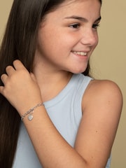 Beaverbrooks Childrens Mini B Sterling Silver Tone Diamond Heart Bracelet - Image 3 of 4
