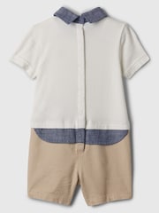 Gap White Organic Cotton Brannan Bear Polo Baby Rompersuit (Newborn-24mths) - Image 2 of 3