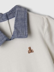 Gap White Organic Cotton Brannan Bear Polo Baby Rompersuit (Newborn-24mths) - Image 3 of 3