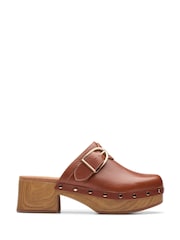 Clarks Brown Leather Sivanne Sun Clogs - Image 3 of 7
