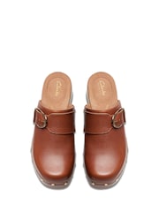 Clarks Brown Leather Sivanne Sun Clogs - Image 5 of 7