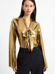 French Connection Ronja Liquid Metallic Blouses - Image 1 of 4