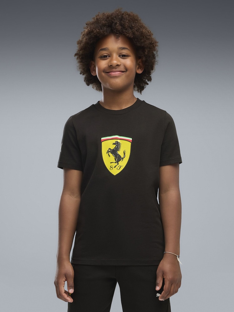 Puma Black Scuderia Ferrari Coloured Shield T-Shirt - Image 1 of 5 Puma Black Scuderia Ferrari Coloured Shield T-Shirt - Image 1 of 5
