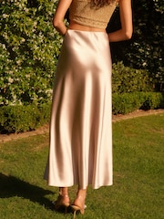 Grey Tailored Satin Midi Skirt - Image 3 of 6
