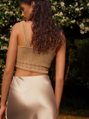 Grey Tailored Satin Midi Skirt - Image 4 of 6