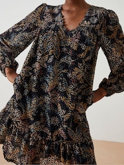 FatFace Black Poplar Floral Devore Swing Dress - Image 5 of 7