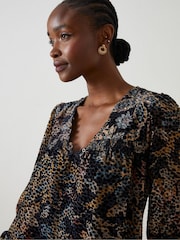FatFace Black Poplar Floral Devore Swing Dress - Image 6 of 7