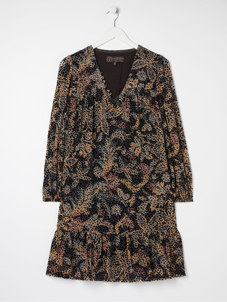 FatFace Black Poplar Floral Devore Swing Dress - Image 7 of 7