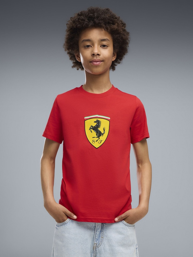 Puma Red Scuderia Ferrari Coloured Shield T-Shirt - Image 1 of 5 Puma Red Scuderia Ferrari Coloured Shield T-Shirt - Image 1 of 5