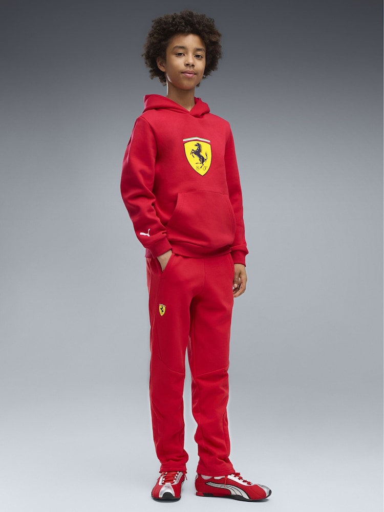 Puma Red Scuderia Ferrari Coloured Shield Fleece Hoodie - Image 2 of 5 Puma Red Scuderia Ferrari Coloured Shield Fleece Hoodie - Image 2 of 5