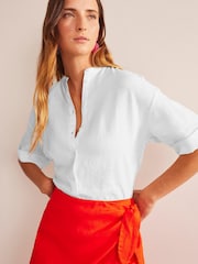 Boden White Kimono Sleeve Linen Shirt - Image 2 of 6