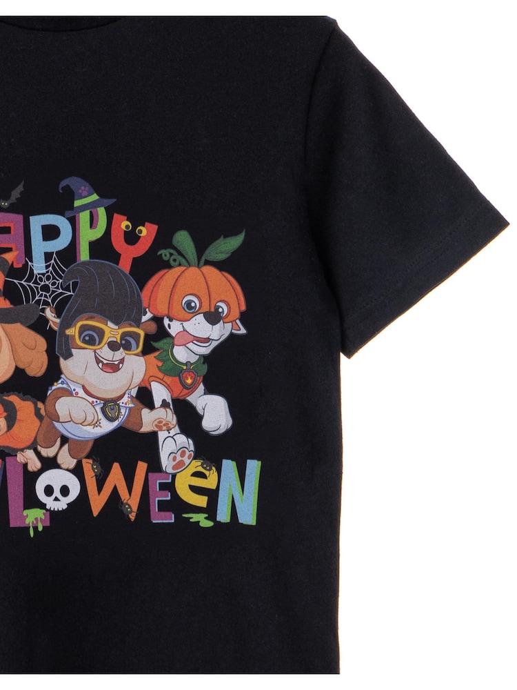 Vanilla Underground Black Little Kids Paw Patrol Happy Howloween Short Sleeved 100% Cotton Halloween T-Shirt - Image 2 of 4