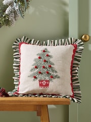 Catherine Lansfield Green Frilled Christmas Tree Cushion - Image 1 of 2