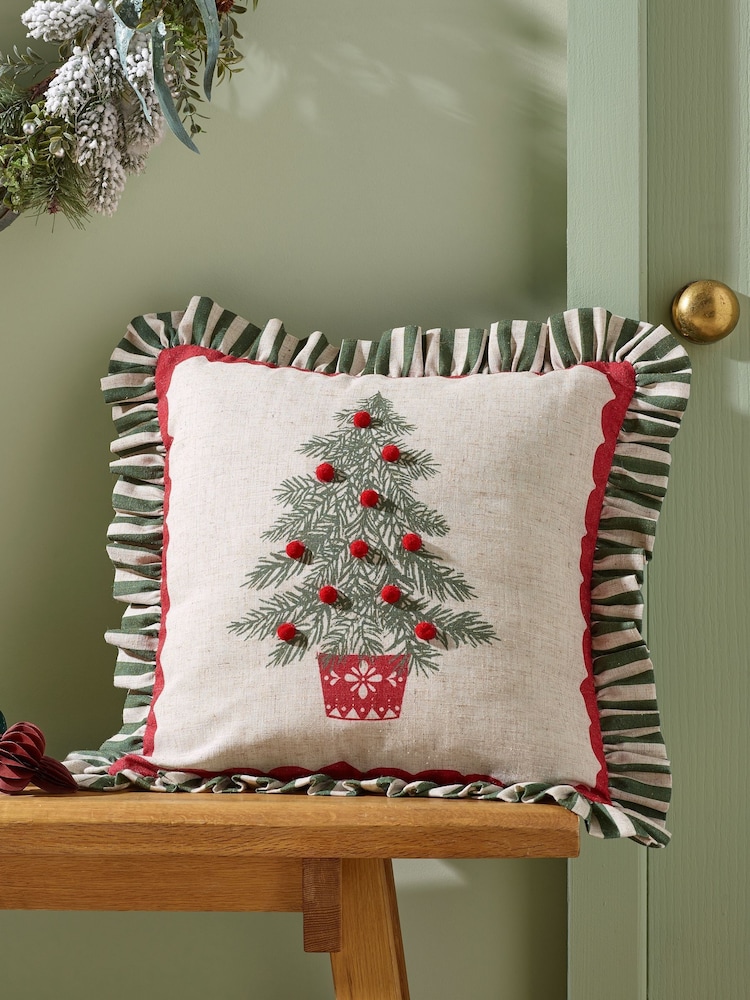 Catherine Lansfield Green Frilled Christmas Tree Cushion - Image 1 of 2 Catherine Lansfield Green Frilled Christmas Tree Cushion - Image 1 of 2