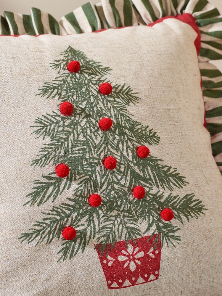 Catherine Lansfield Green Frilled Christmas Tree Cushion - Image 2 of 2 Catherine Lansfield Green Frilled Christmas Tree Cushion - Image 2 of 2