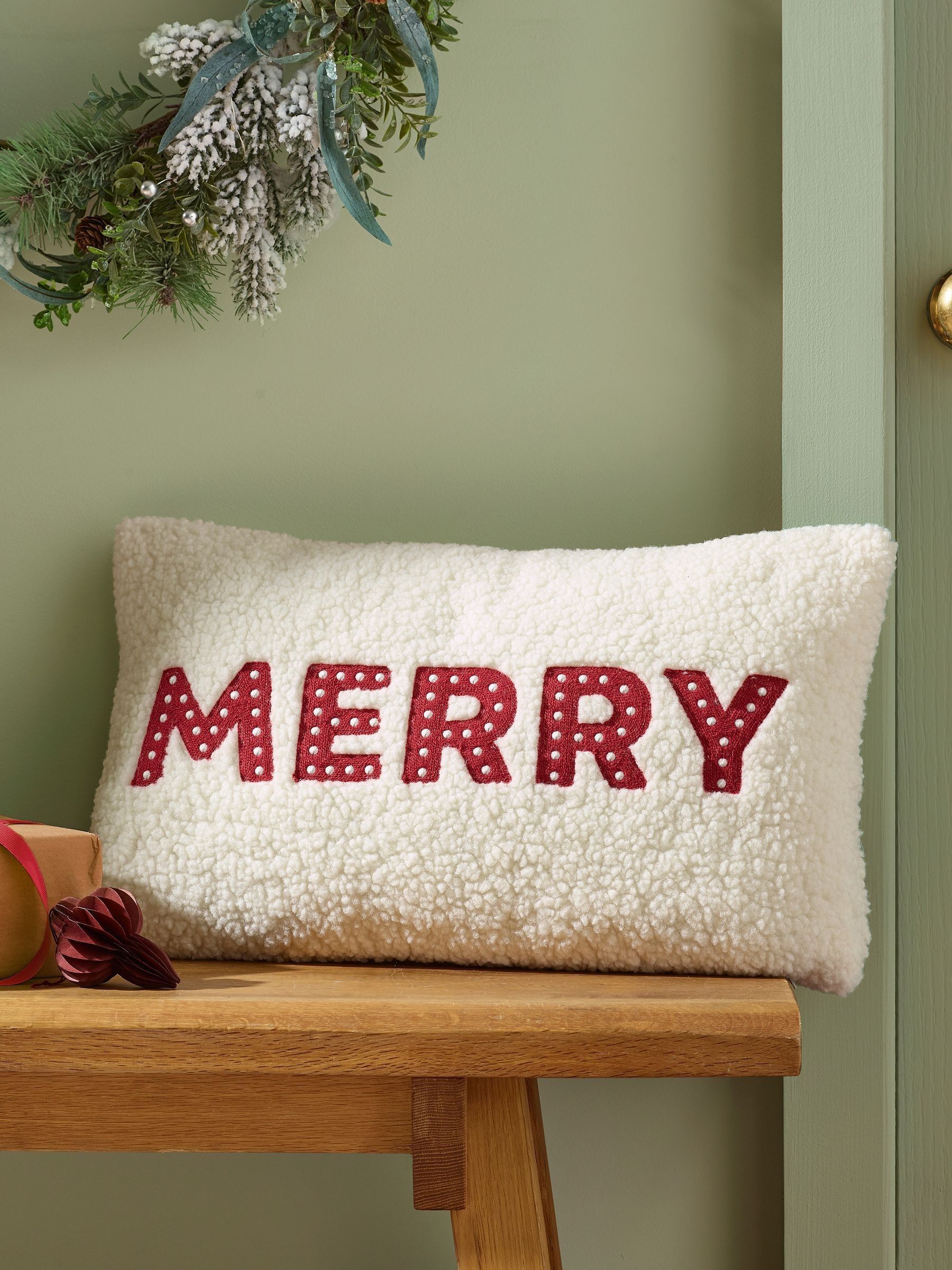 Catherine Lansfield 'Merry Boucle' Cushion in White | Size: 30cm x 50cm - Image 5