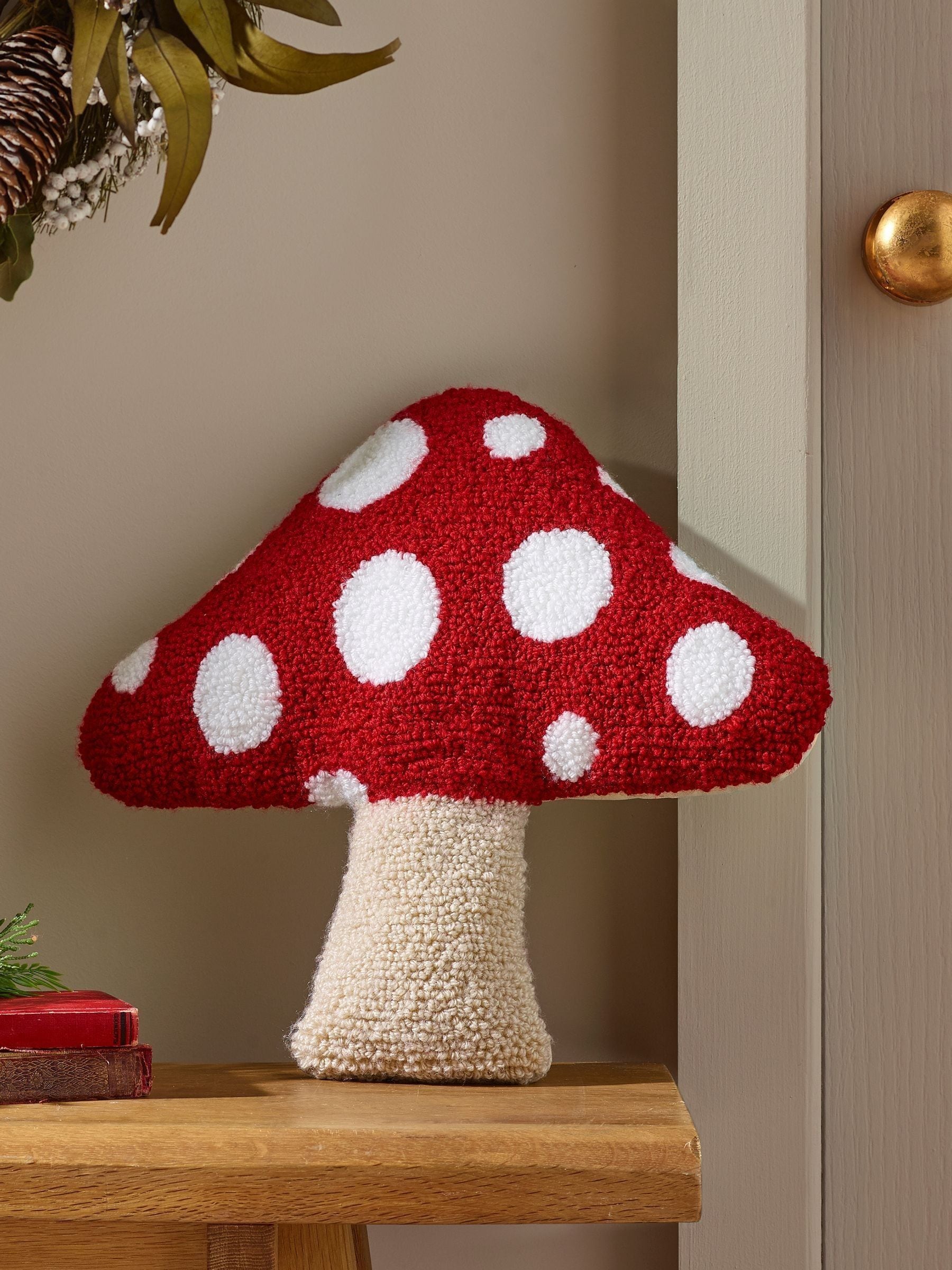 Catherine Lansfield Autumn Mushroom 3D Shaped Cushion Red - Image 5