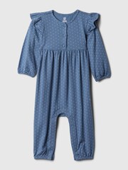 Gap Blue Organic Cotton Flutter Long Sleeve Sleepsuit (Newborn-24mths) - Image 1 of 1