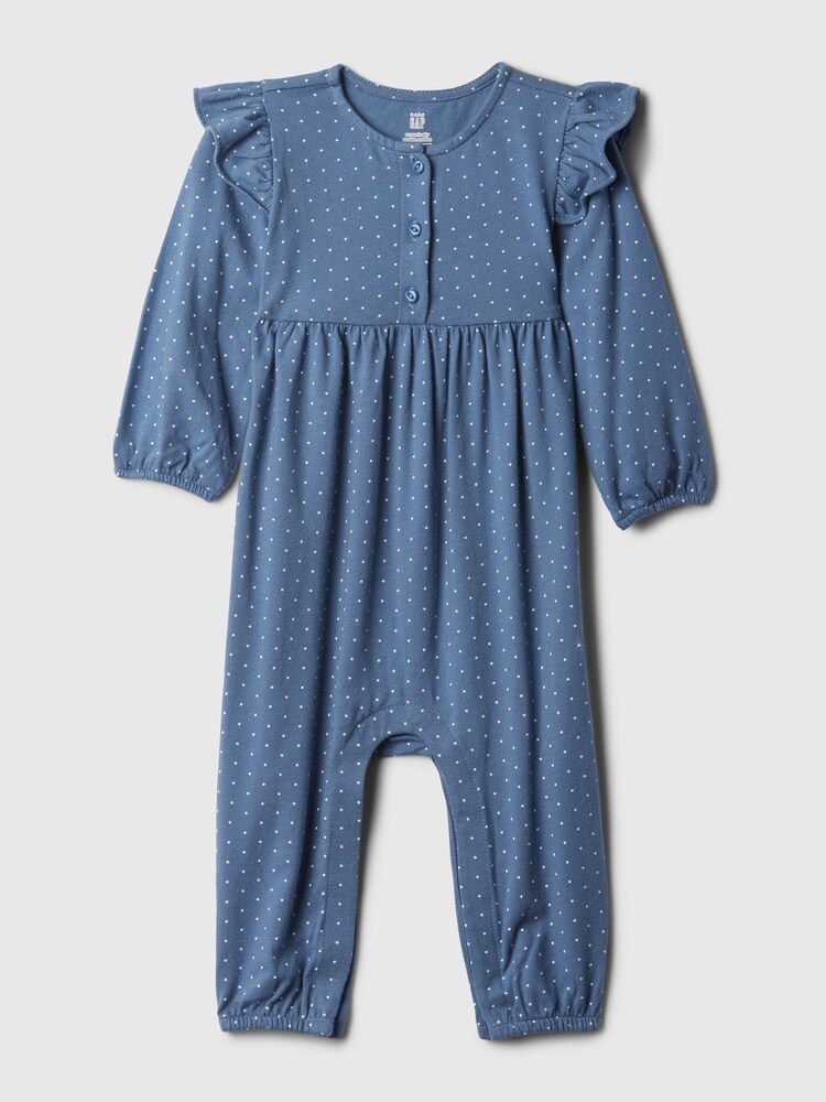 Gap Blue Organic Cotton Flutter Long Sleeve Sleepsuit (Newborn-24mths) - Image 1 of 1