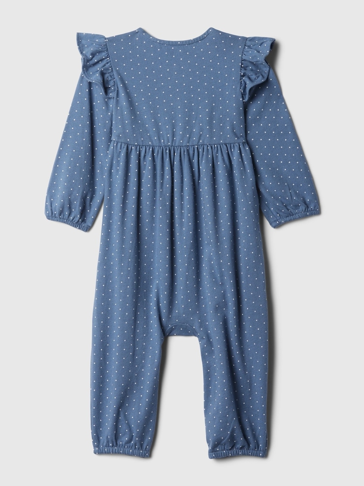 Gap Blue Organic Cotton Flutter Long Sleeve Sleepsuit (Newborn-24mths) - Image 2 of 2