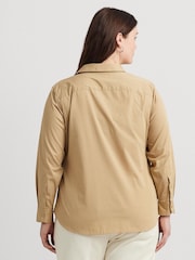 Lauren Ralph Lauren Curve Tan Brown Featherweight Cotton Shirt - Image 3 of 7