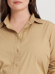 Lauren Ralph Lauren Curve Tan Brown Featherweight Cotton Shirt - Image 5 of 7