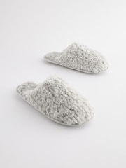 Grey Faux Fur Cosy Mule Slippers - Image 4 of 7