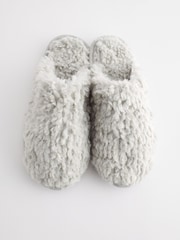 Grey Faux Fur Cosy Mule Slippers - Image 6 of 7