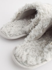 Grey Faux Fur Cosy Mule Slippers - Image 7 of 7