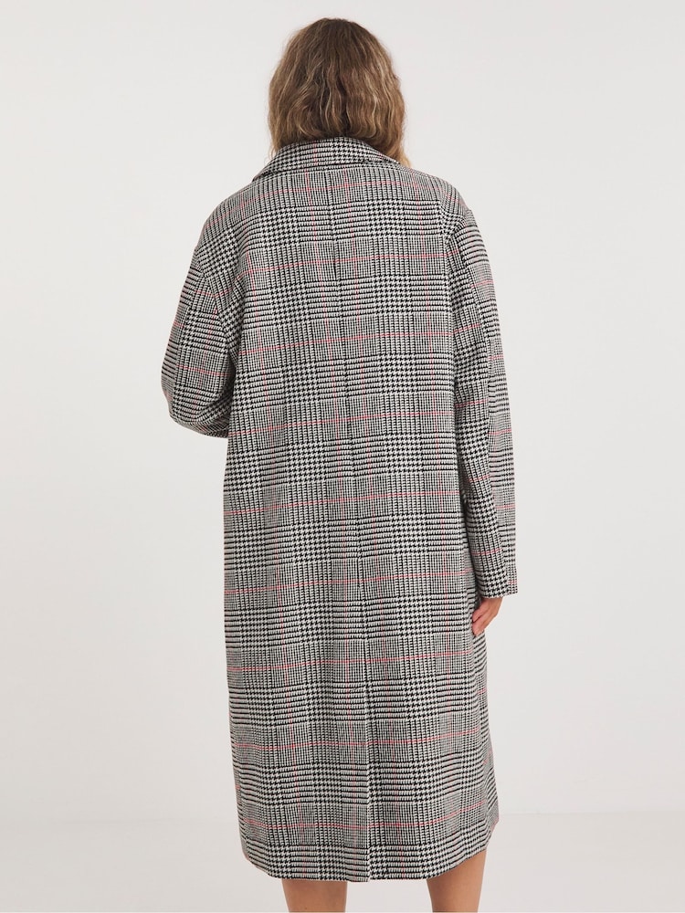 Simply Be Black Checked Faux Wool Relaxed Blazer Coat - Image 2 of 5