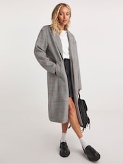 Simply Be Black Checked Faux Wool Relaxed Blazer Coat - Image 3 of 5