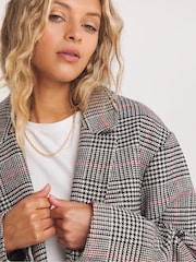Simply Be Black Checked Faux Wool Relaxed Blazer Coat - Image 4 of 5