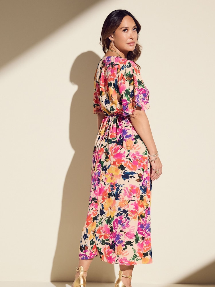 Myleene Klass Pink Floral Printed Tea Dress - Image 2 of 5