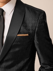 Black Satin Jacquard Tuxedo Jacket - Image 5 of 10