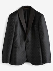 Black Satin Jacquard Tuxedo Jacket - Image 6 of 10