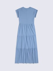 Animal Blue Jersey Maxi Tiered Dress - Image 6 of 7