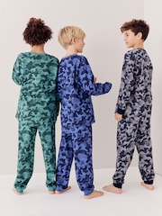 Grey/Blue/Green Camouflage 3 Pack Long Sleeve Pyjamas (3-16yrs) - Image 3 of 10