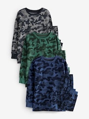 Grey/Blue/Green Camouflage 3 Pack Long Sleeve Pyjamas (3-16yrs) - Image 4 of 10