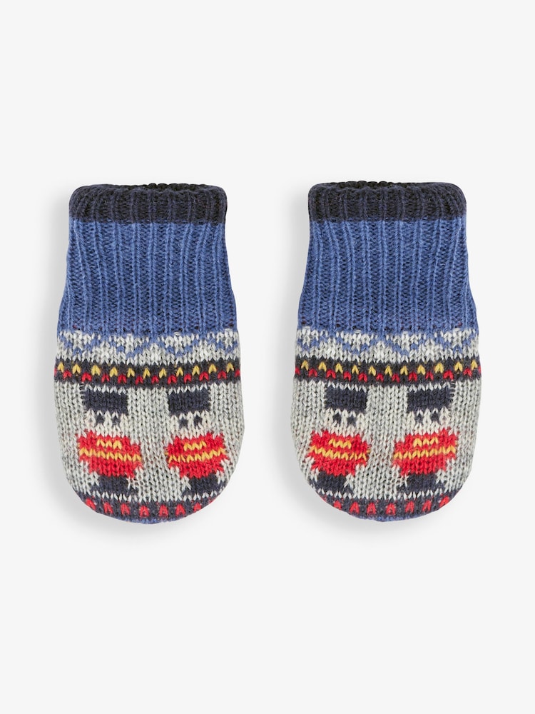 JoJo Maman Bébé Indigo Blue London Guard Fair Isle Pattern Mittens - Image 1 of 3