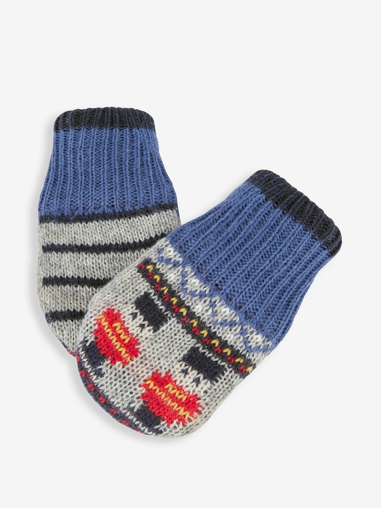 JoJo Maman Bébé Indigo Blue London Guard Fair Isle Pattern Mittens - Image 2 of 3