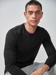 Black Slim Fit Long Sleeve Crew Neck T-Shirt - Image 3 of 5